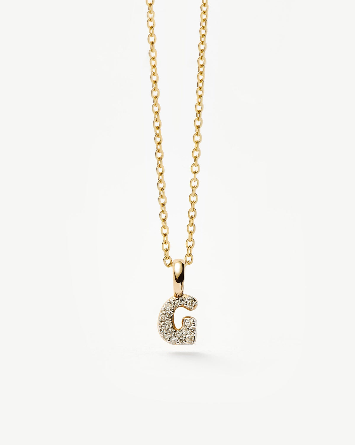 Solid Gold Diamond Initial Mini Pendant Necklace - G | 14ct Solid Yellow Gold Plated/Diamond