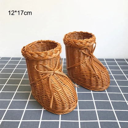 Rattan Woven Fruit Basket Cute Shape Fruit Bowls Tray Vegetable Snack Basket Novelty Animal Shaped Home Decor Organizer Handmade