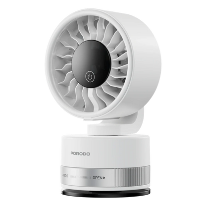 Porodo Chillo Luxe Portable Suction Cup Fan with 4000mAh Rechargeable Battery - White