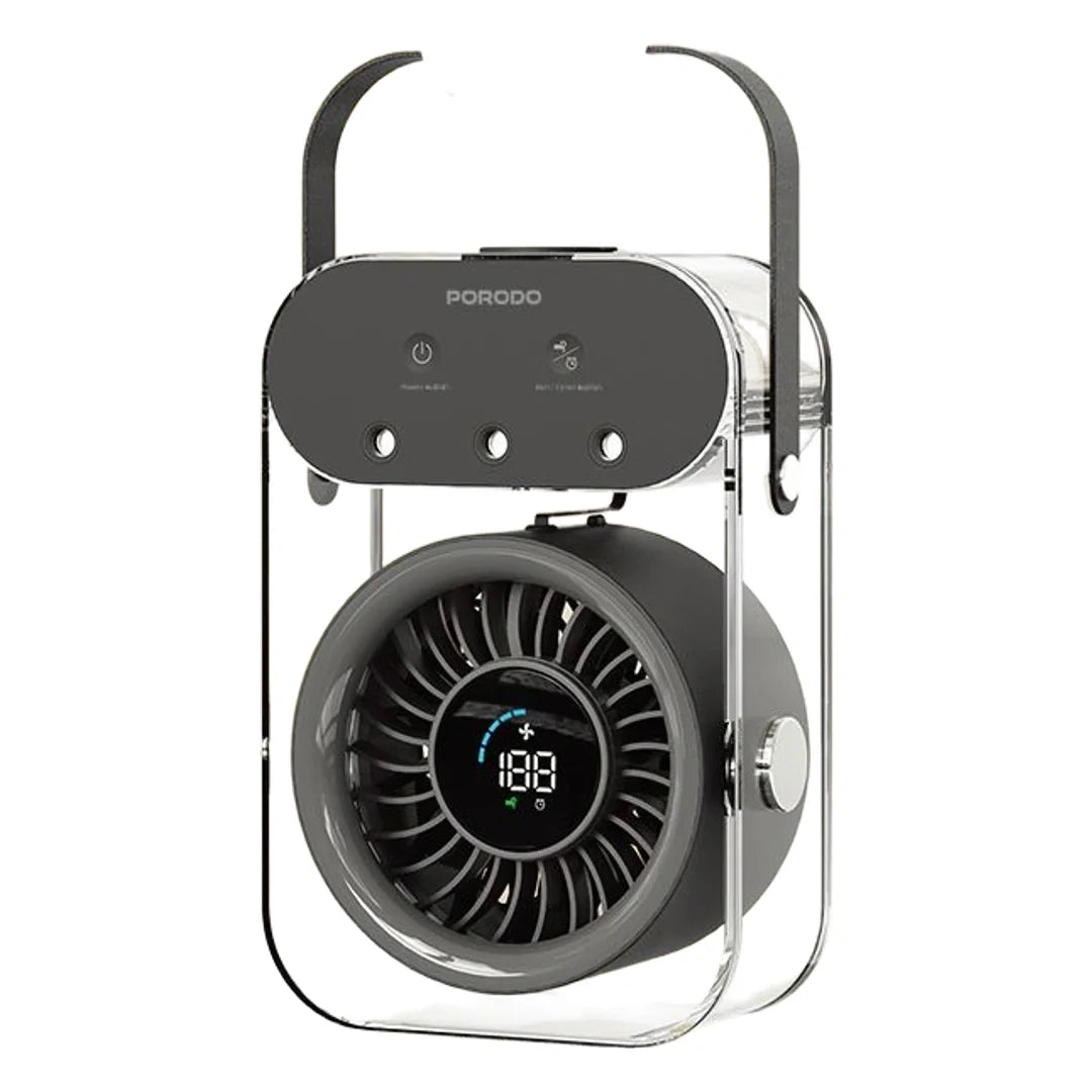 Porodo Lifestyle Chillo Aqua Portable Mist Fan with 500mL Large Water Tank - Black