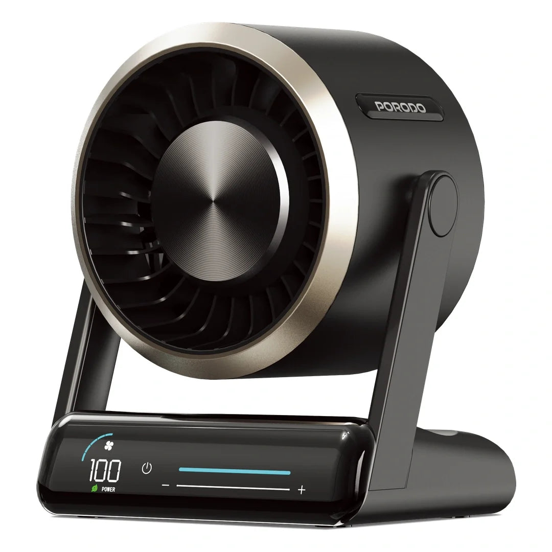 Porodo Lifestyle Chillo Core Desktop Fan with LED Display - Black
