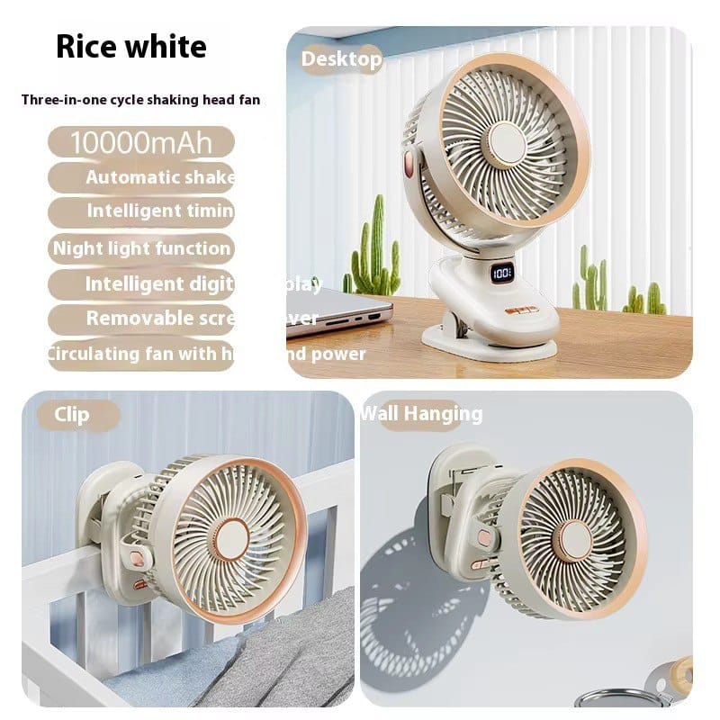 S6 Circulation Fan - 3-in-1 Smart Desktop Fan with Digital Display & 10000mAh Battery