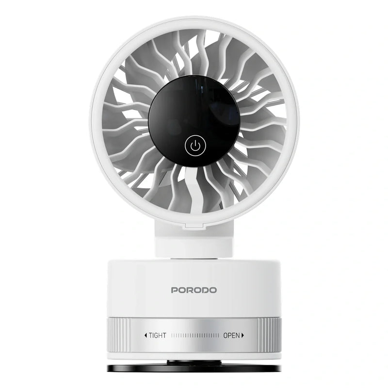 Porodo Chillo Luxe Portable Suction Cup Fan with 4000mAh Rechargeable Battery - White detail view
