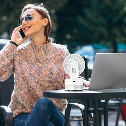 Porodo Chillo Luxe Portable Suction Cup Fan with 4000mAh Rechargeable Battery - White