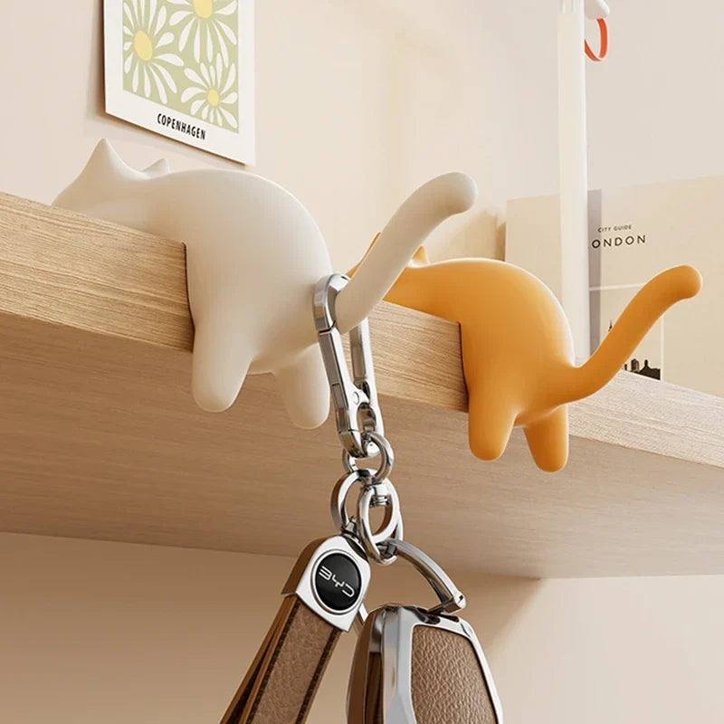 Fun Cat Design Key Hooks for Desk Table Edge Office Bag Storage Kawaii Home Decor Organizer Cute Space Saving Accessory