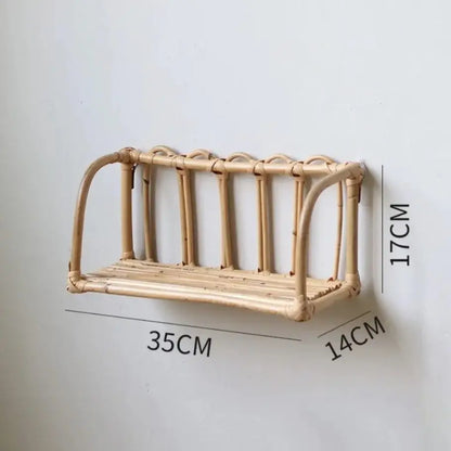 Rattan Wall Shelves Home Organizer Kitchen