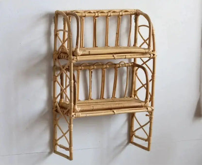 Rattan Wall Shelves Home Organizer Kitchen
