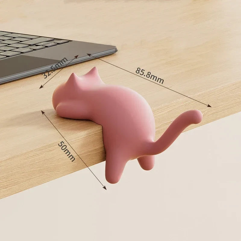 Fun Cat Design Key Hooks for Desk Table Edge Office Bag Storage Kawaii Home Decor Organizer Cute Space Saving Accessory