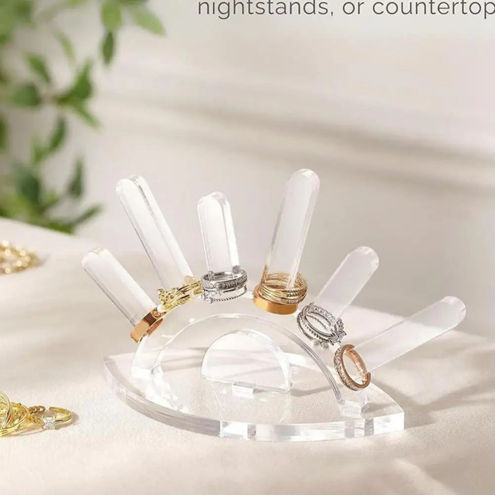 Creative Wooden Ring Holder Eye Shape Ring Display Rack With 6 Ring Posts Jewelry Display Stand Home Decor Organizer