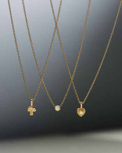 Solid Gold Diamond Heart Mini Pendant Necklace | 14ct solid Gold/Diamond