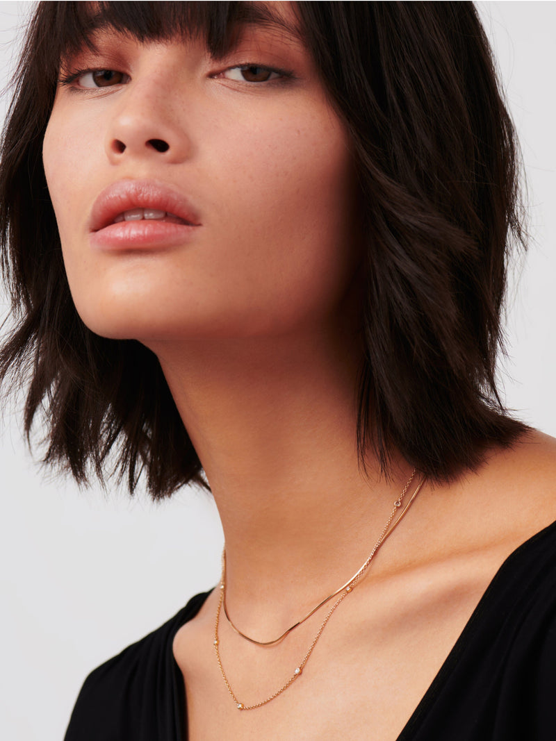 Solid Gold Floating Diamond Necklace | 14ct Solid Gold detail view