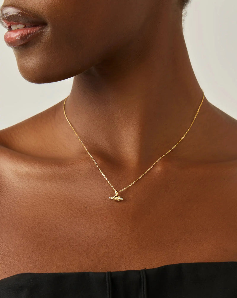 Lucy Williams Solid Gold Diamond T-Bar Pendant Necklace | 14ct Solid Gold/Lab Grown Diamond detail view